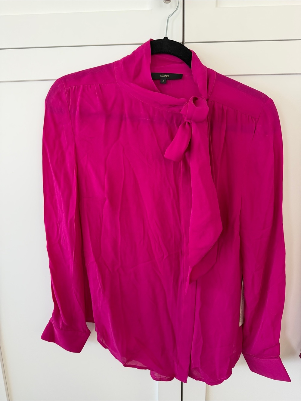 ICON Hot Pink Tie-Neck Blouse